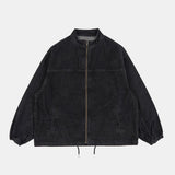 China collar zip-up over denim jacket