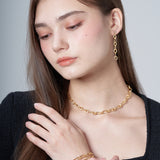 TWIST GOLD CHAIN EARRING (6618489946230)