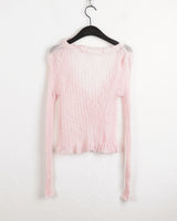 Lityu Trans-season frill strap see-through long-sleeved cardigan