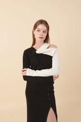 ツイストオフショルダーTシャツ