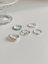[5 set] sky bold layered ring set / 2 colors