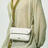 パイピンレザーストラップフラップバッグ＆ユティリティキーリング / piping leather strap flap bag & utility key ring ivory