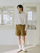 ユニセックスカフハーフパンツ/unisex cuff half pants beige