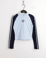 シマナグランストラップカラーコンビネーションクロップドフードTシャツ