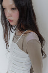 シャーリングコルセットスリーブレストップ / Shirring Corset Sleeveless Top (2 colors)