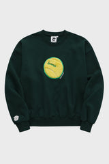 テニスボールスウェットシャツ・ダークグリーン［ユニセックス］/ Tennis Ball Unisex Dark Green Sweat Shirt