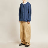 ラウンドネックワッフルカーディガン/DAMP ROUND-NECK WAFFLE CARDIGAN_NAVY