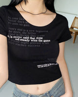ネームレタリングプリントクロップショートスリーブTシャツ