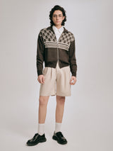 DVRK PRIVÉ MONOGRAM KNITTED ZIP-UP JACKET - DARK GREY