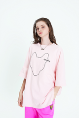オーバーフィットラインドローイングTシャツ