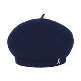 Stud Logo Wool Beret Navy