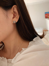 [925silver] And ribbon earrings