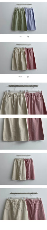 Meat pastel washing cotton long skirt