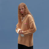 BASIC V NECK  KNIT SWEATER_BEIGE (6610790645878)