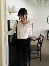 Chey ドレープラップクロップフードスウェットシャツ