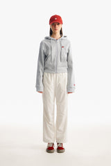スモールチェリークロップフーディージップアップ／SMALL CHERRY CROP HOODIE ZIP UP [MELANGE GRAY]
