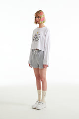 ウィティーバニースケッチクロップTシャツ／WITTY BUNNY SKETCH CROP T-SHIRT [WHITE]