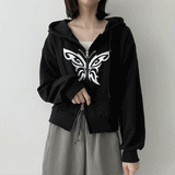バタフライ2wayフードジップアップ / Butterfly Two Way Hooded Zip-Up