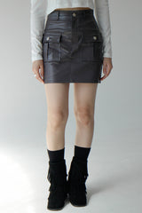コーテッドミニスカート/Coated mini skirt (2color)