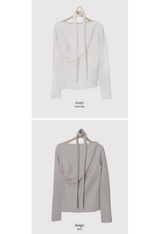 ローズボートネックニットTシャツ+タイセット