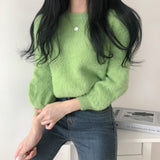 ブレスレットスリーブファジーニットトップ