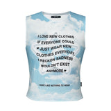 ダブルハートスリーブレスクロップトップ / Double Heart Sleeveless Crop Top _ Blue