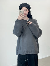 W Round Knit Cardigan