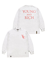 ヤング&リッチオーバーサイズロングスリーブTシャツ/22 YOUNG&RICH OVERSIZED LONG SLEEVES T-SHIRTS WHITE MELANGE / BEIGE