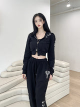 ハートクロップフードジップアップ/[High quality] 847. Heart crop hood zip up (2color)