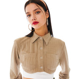 ニットボレロシャツ/Knit Bolero Shirt [Pearl Beige]