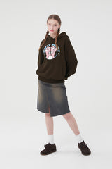 ウィティーバニーブークレワーディングフーディー／WITTY BUNNY BOOKLE WORDING HOODIE [BROWN]