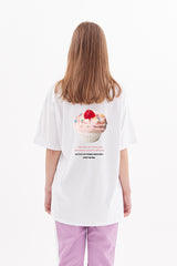 ケーキプリントオーバフィット半袖Tシャツ / cake print overfit short sleeve t-shirt (4471284990070)