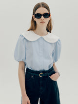 レースカラーブラウス / Lace collar blouse - Cream