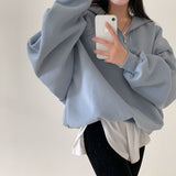 [BELLIDE MADE] Sailor Loose Fit Double-Sided Raised Half Zip-Up Sweat