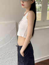 ウィティブハートヒッププリンティングクロップドタンクトップ / Witive Heart Hip Printing Cropped Sleeveless