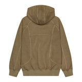 [Heavy Cotton] Pigment Washing Puzzle Embroidered Hoodie_Brown