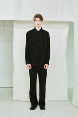 HALF & HALF SOLID POCKET SHIRT (6538806689910)