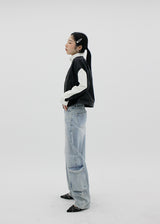 レイシングカラーマッチングレザージャケット / Racing color matching leather jacket (2color)