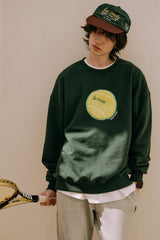 テニスボールスウェットシャツ・ダークグリーン［ユニセックス］/ Tennis Ball Unisex Dark Green Sweat Shirt