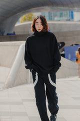 フォールディングラベルタートルネックニットTシャツ/Folding Label Turtleneck Knit T-shirt K11 Matte Black