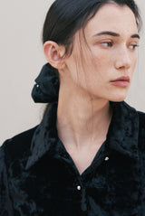 Velvet Dot Scrunchie (Black)