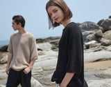 オーバーサイズ フィッシュネット ディテール SS スウェット / OVERSIZED FISHNET DETAIL SS SWEATER BEIGE