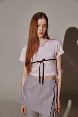 Ribbon Skirt Pants Set Gray