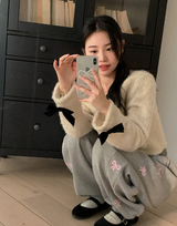 Ribbon Sheep Fleece Jogger Pants (4color)