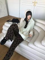 Roner ヴィンテージ フローラル ブーツカット ニット パンツ