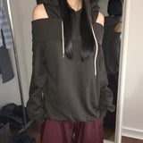 デザインショルダースリットオーバーフィットロングスリーブTシャツ