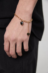 ブラックハートキュービックサージカルブレスレット / BLACK HEART CUBIC SURGICAL BRACELET GOLD