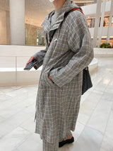 [ASCLO MADE] Linen Check Set Up Hood Coat (6562354233462)