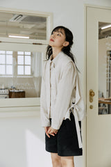 ユニセックスカフハーフパンツ/unisex cuff half pants black