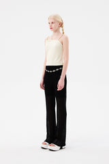 チェリーレースブーツカットパンツ / CHERRY LACE BOOTCUT PANTS [BLACK]
